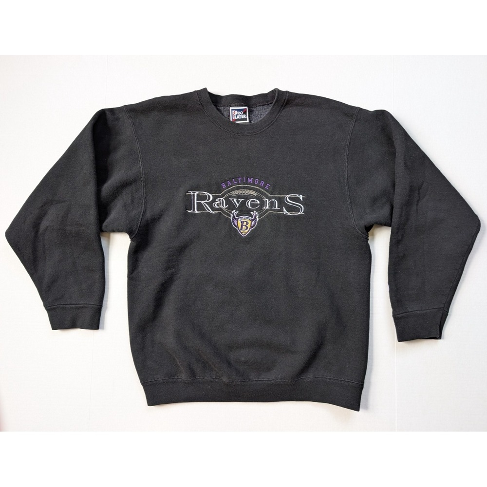 Vintage Baltimore Ravens Sweatshirt Mens Medium Black Original Logo Pro Player
